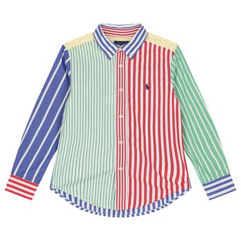 Ralph Lauren Boys Multi-Coloured Striped Logo Shirt, 1 Boys Multi-Coloured Striped Logo Shirt