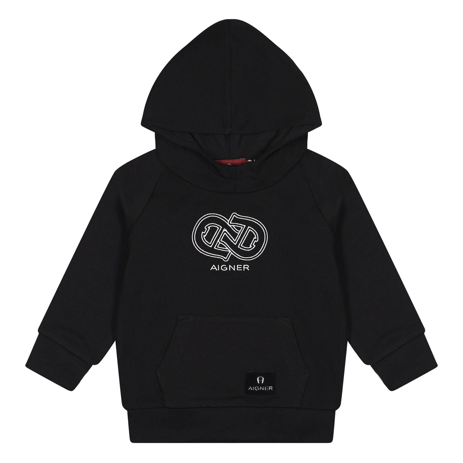 Younger Boys Black Logo Hooded Top, 1, hi-res