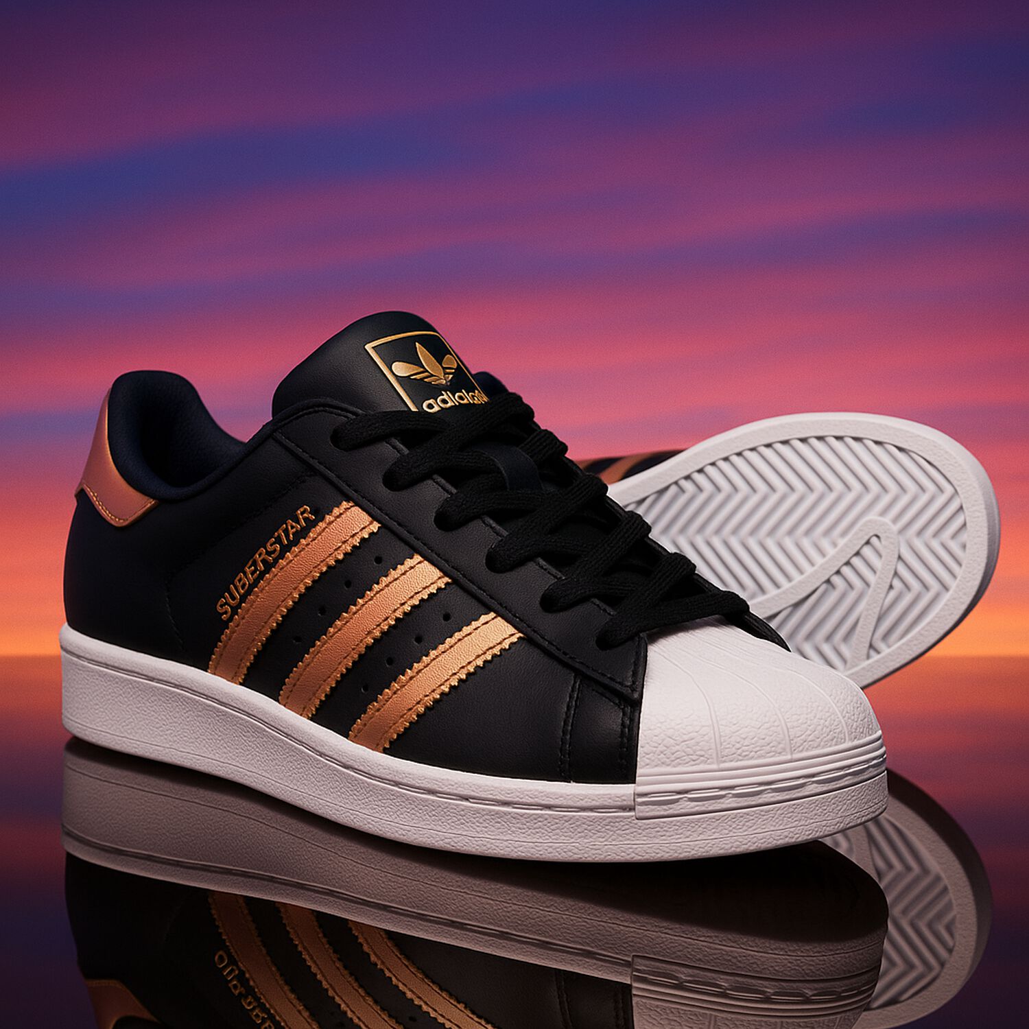 Black Iridescent Superstar Trainers, 1, hi-res