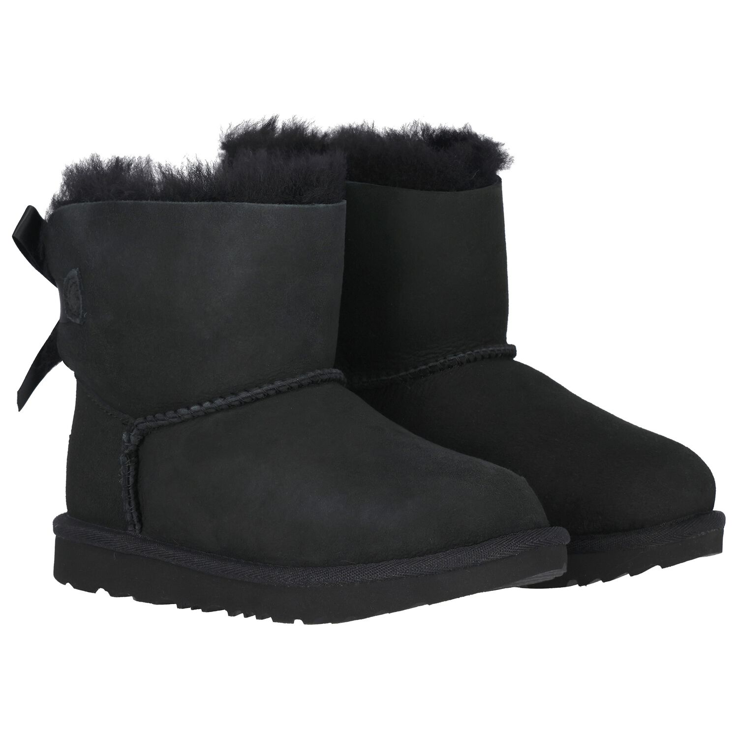 Girls Black Mini Bailey Bow II Suede Boots, 1, hi-res