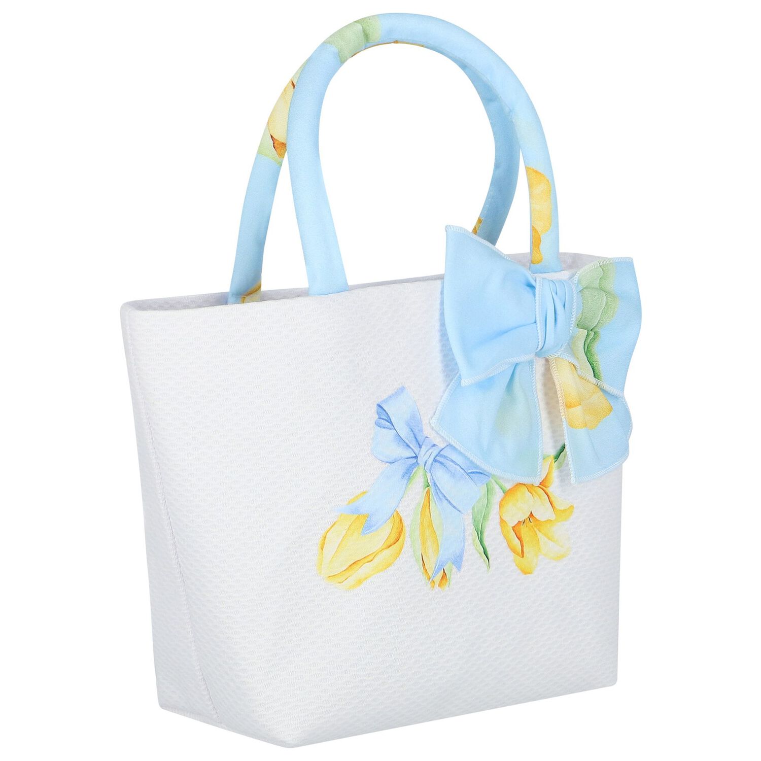 حقيبة يد بنات بفيونكة باللون الأزرق والعاجى, 1, hi-res image number null