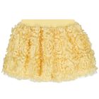 Girls Yellow Flower Tulle Skirt, 1, hi-res