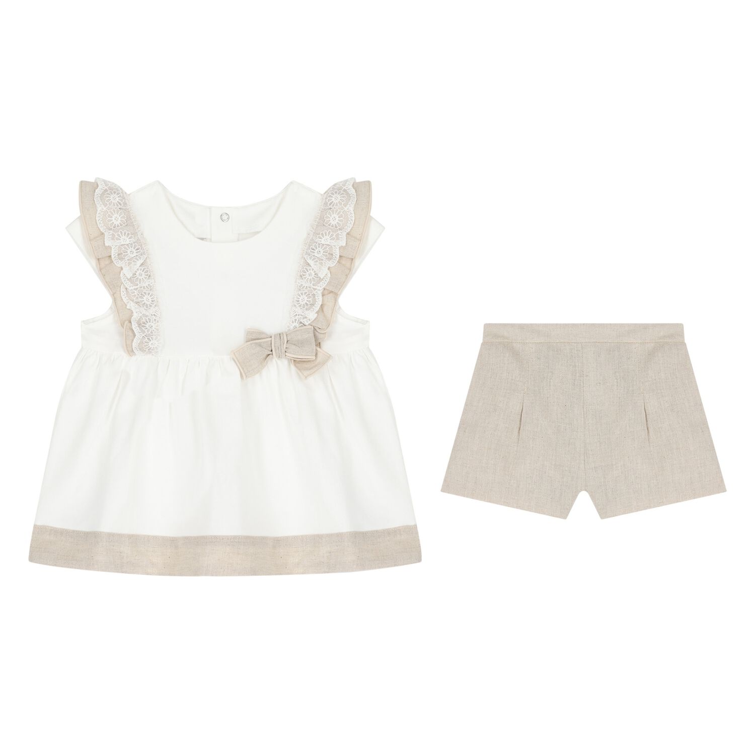 Younger Girls Ivory & Beige Dress Set, 1, hi-res