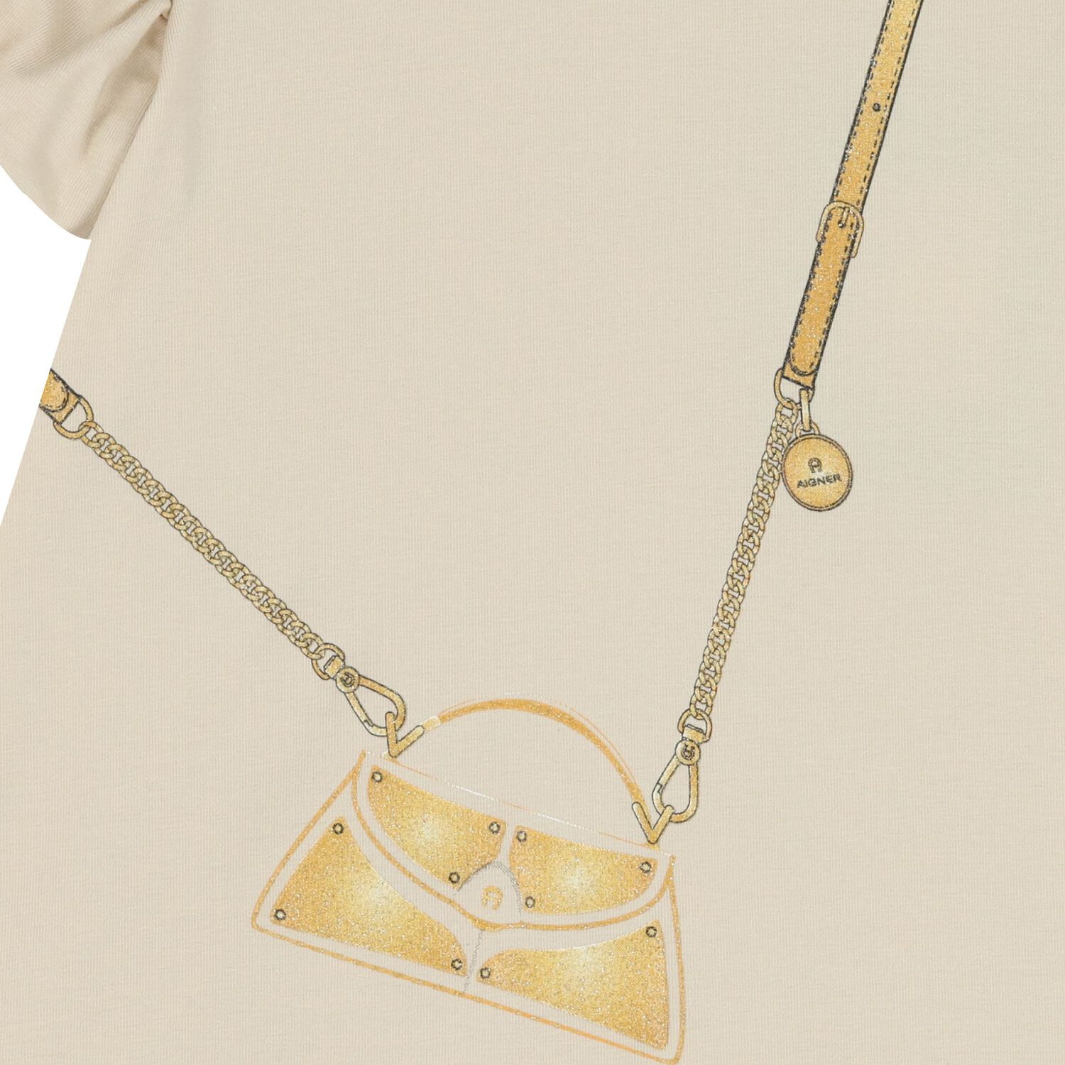 فستان بنات بالشعار بطبعه حقيبه باللون البيج , 1, hi-res