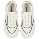 Girls White & Gold Logo Trainers, 1, hi-res
