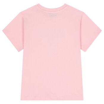 Girls Pink Teddy Bear Logo T-Shirt