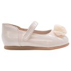 Younger Girls Beige Flower Shoes , 2, hi-res