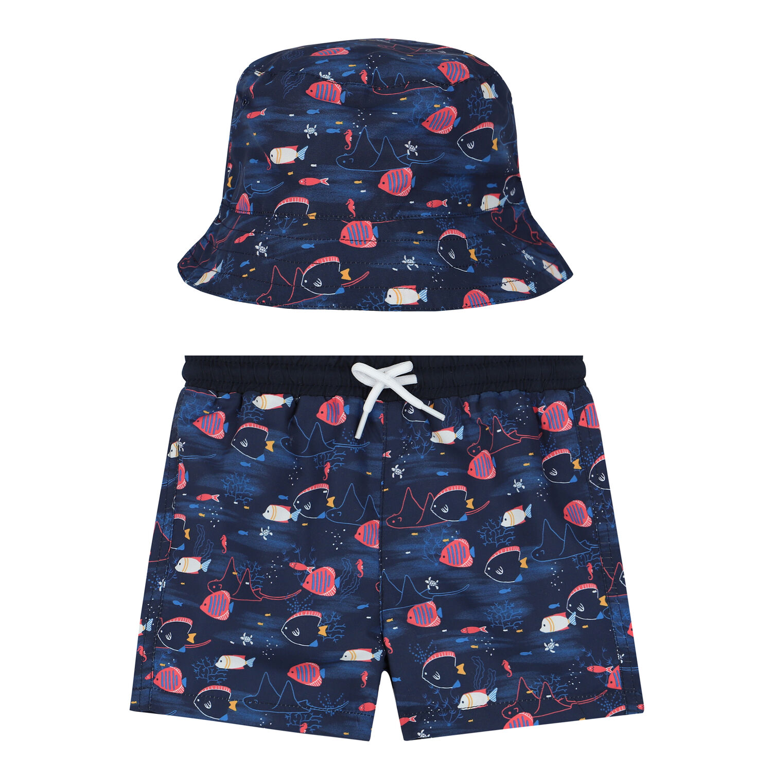 Younger Boys Swim Shorts & Hat Set, 1, hi-res