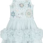 Girls Blue Diamante Tulle Dress, 1, hi-res