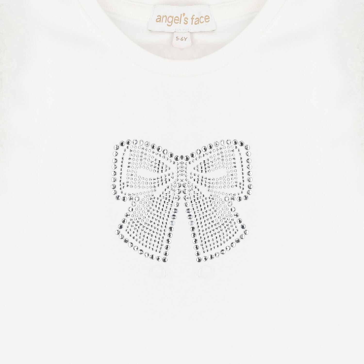 Girls White Diamante Bow Top, 2, hi-res image number null