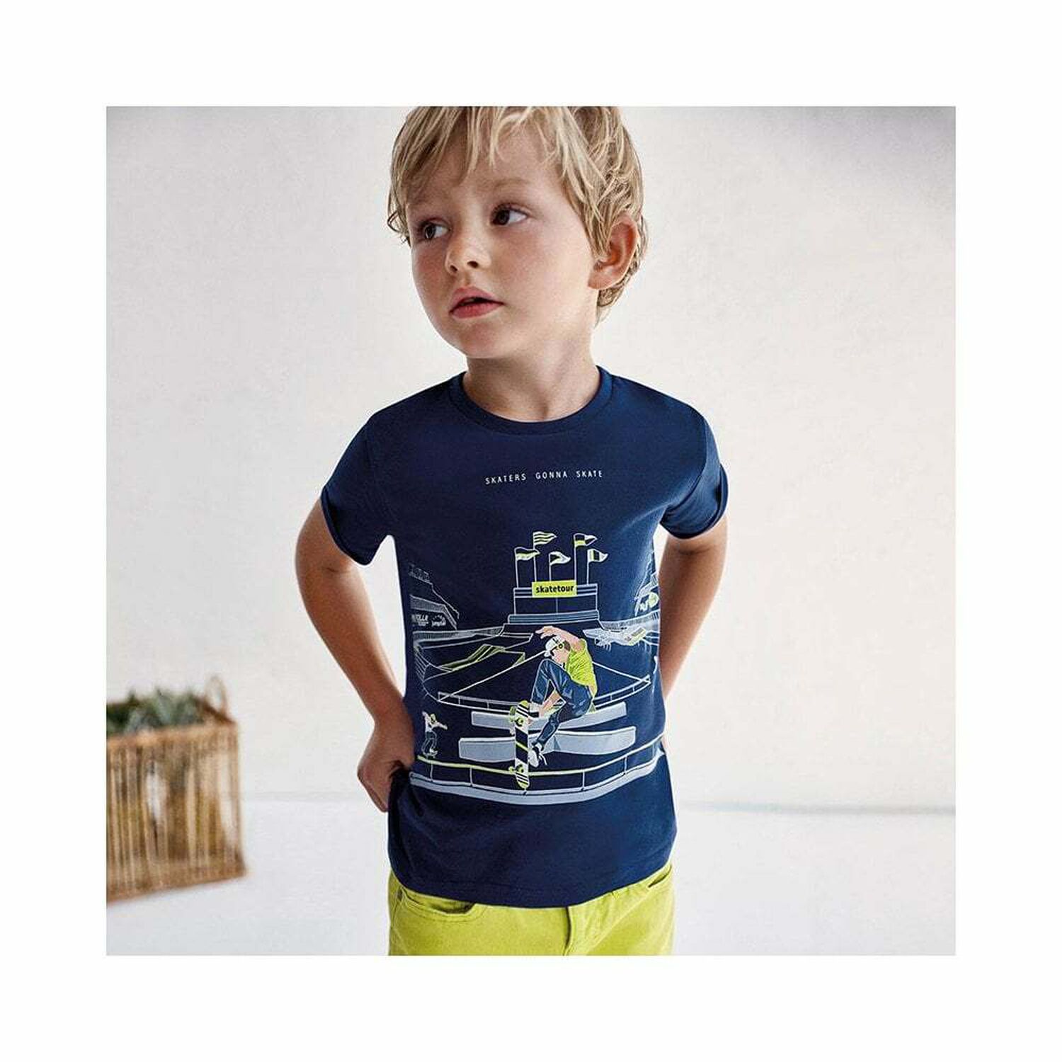Boys Navy Skater T-Shirt, 1, hi-res