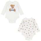 Baby Boys White Polo Bear Bodysuits ( 2 Pack ), 1, hi-res