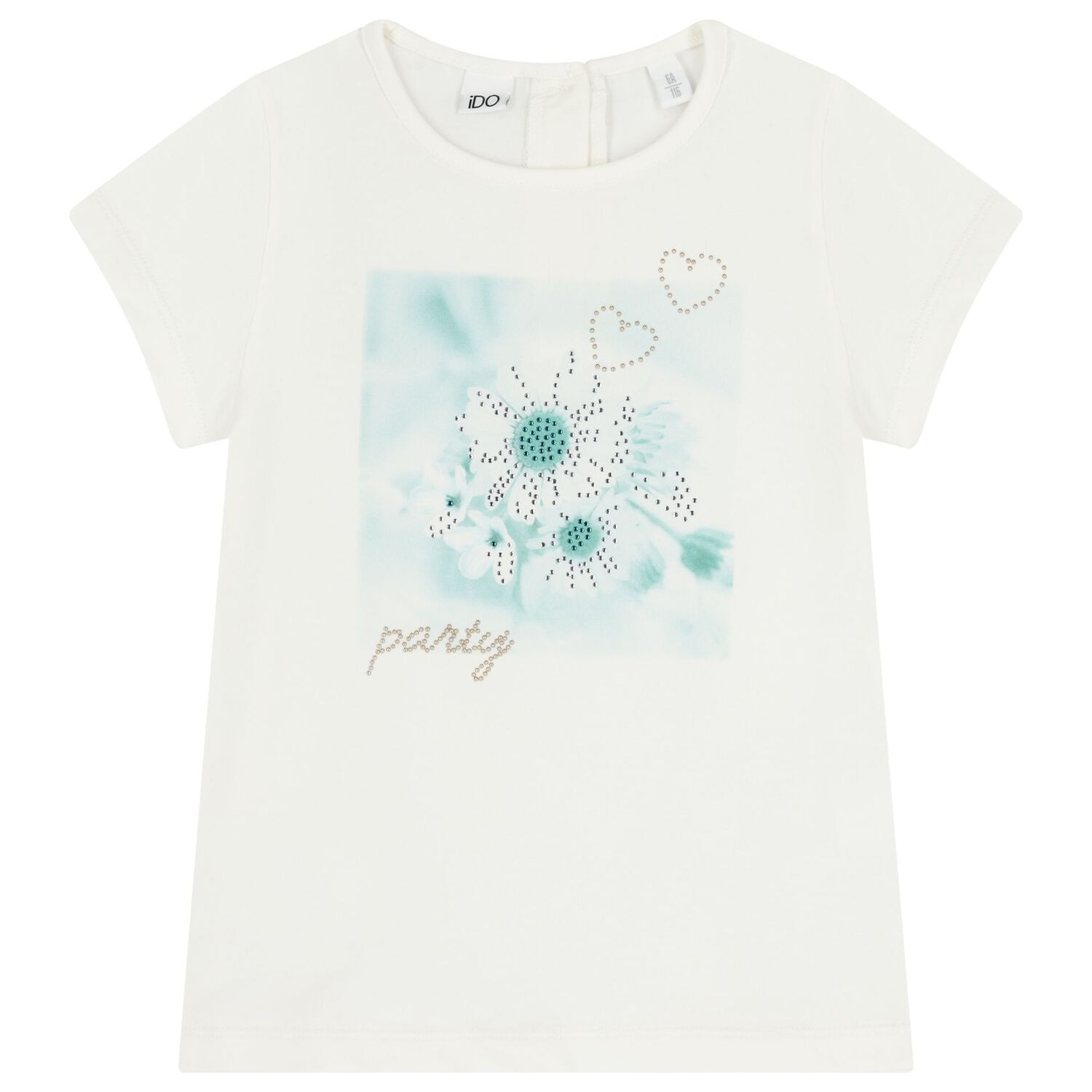 طقم تنورة تول للبنات باللون العاجي والأزرق الفيروزي, 1, hi-res