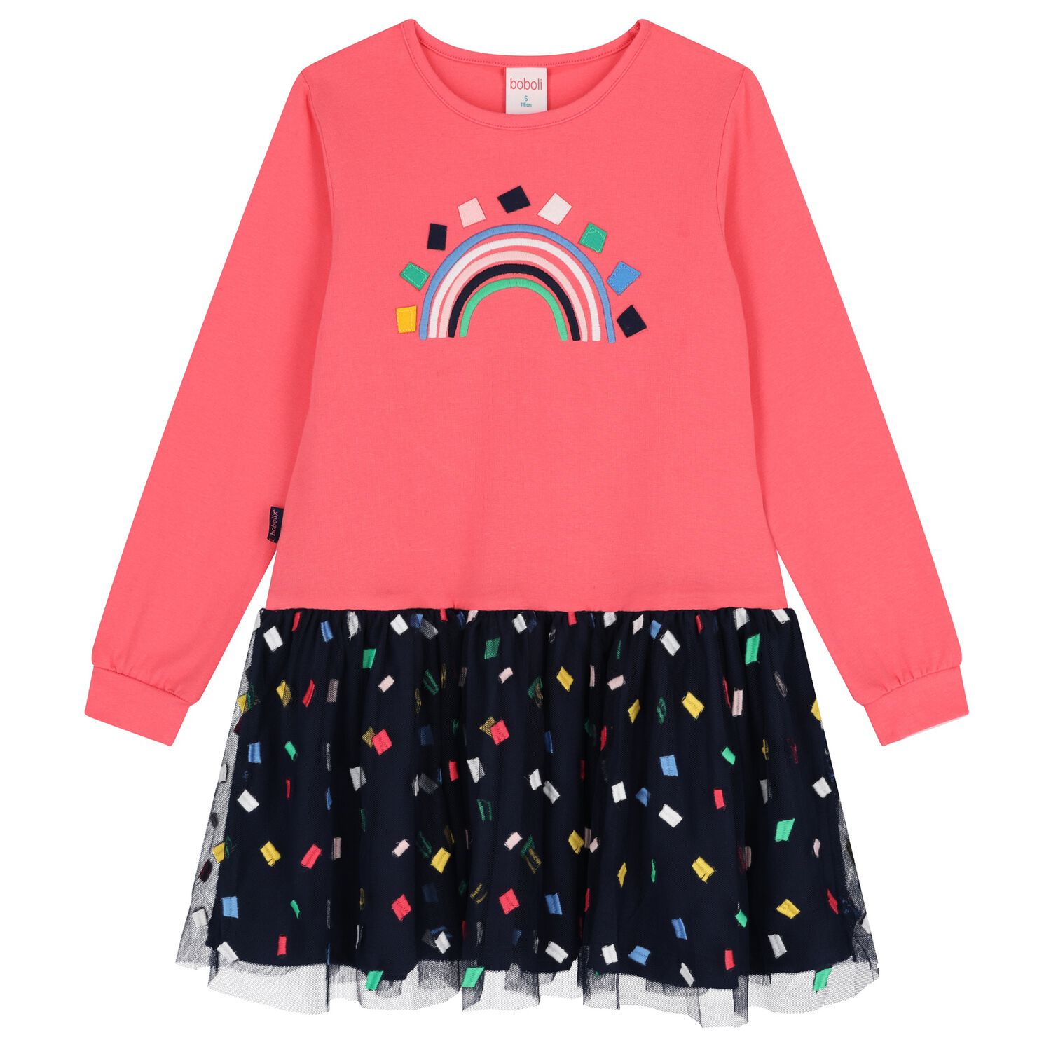 فستان تول باللون الوردي والكحلي للفتيات, 1, hi-res