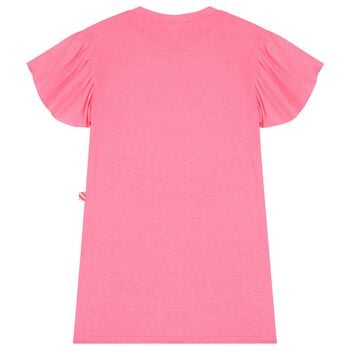 Girls Pink Embellished Logo Dress