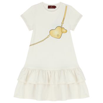 Girls Ivory Logo Bag Dress
