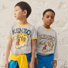 Boys Grey Varsity Tiger T-Shirt, 1, hi-res