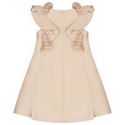Girls Beige Satin Ruffle Dress, 1, hi-res