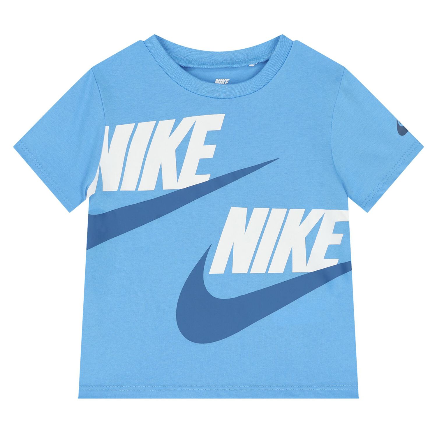 طقم شورت للأولاد الصغار بالشعار باللون الأزرق, 1, hi-res