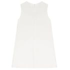 فستان بنات ساتان بكشكشة باللون العاجي , 1, hi-res