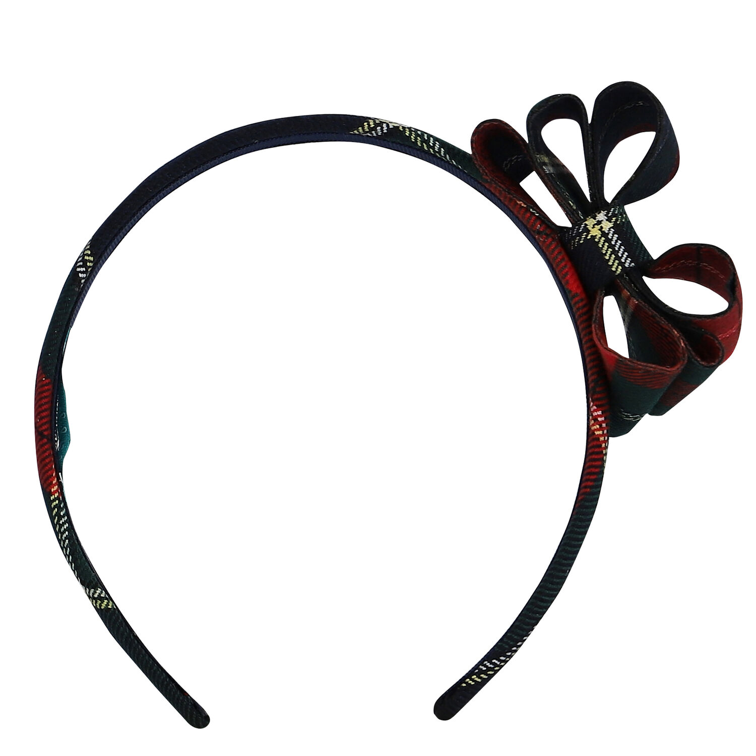 طوق شعر بنات تارتان باللون الكحلى والأحمر, 1, hi-res