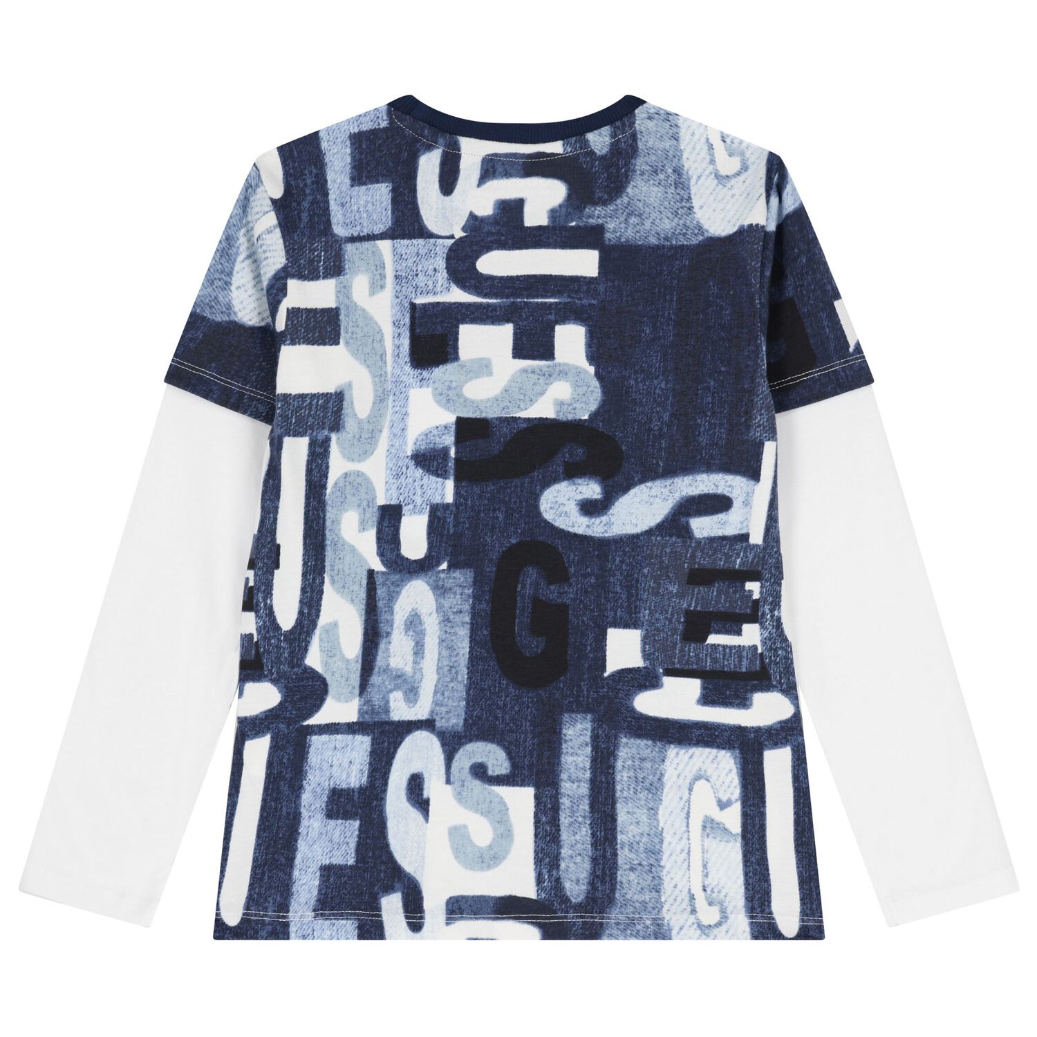 توب باكمام بالشعار باللون الابيض والازرق للاولاد, 2, hi-res