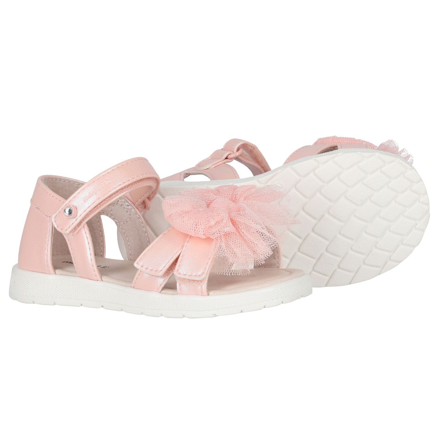 Younger Girls Pink Tulle Bow Sandals, 1, hi-res image number null