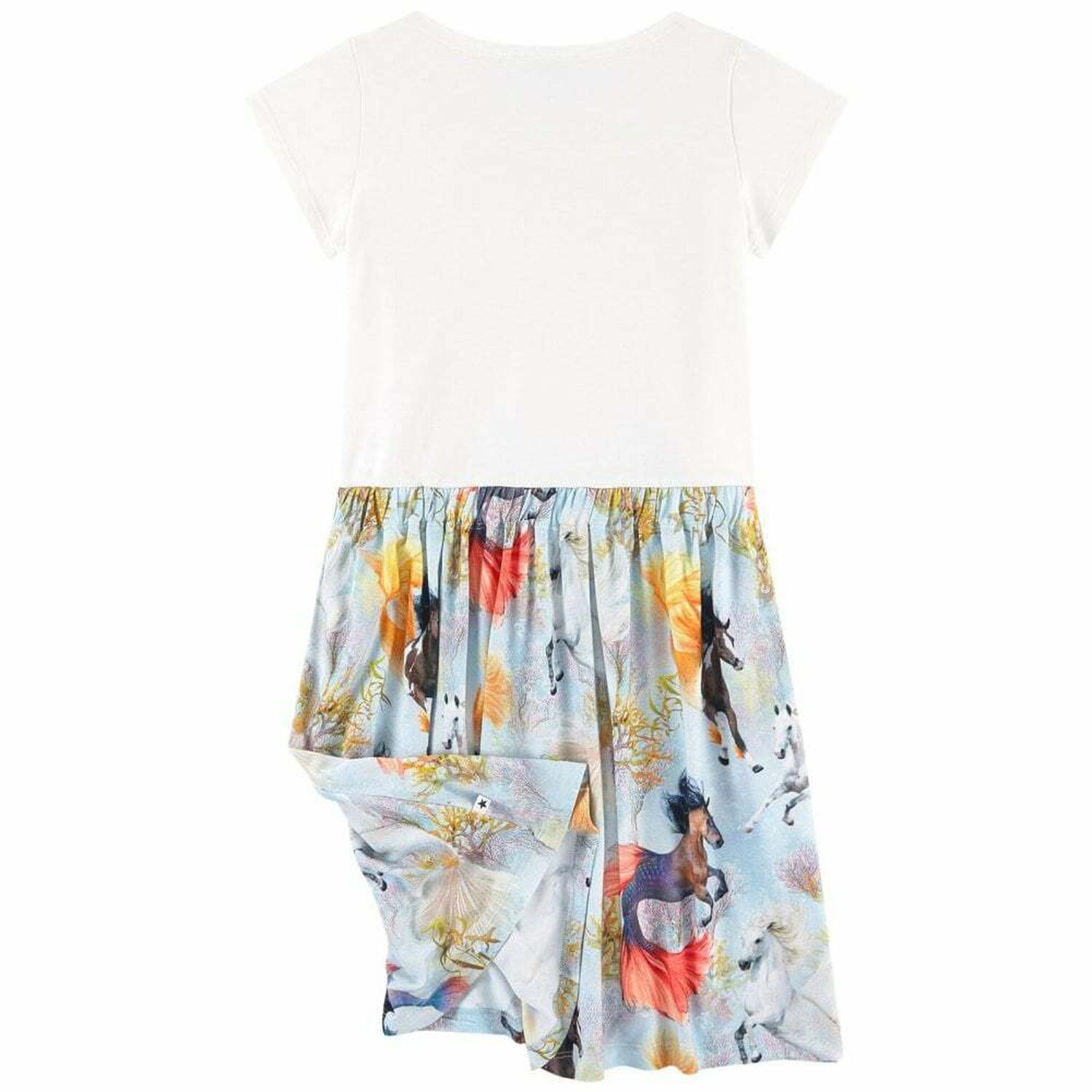 Girls White & Blue Horse Dress, 1, hi-res