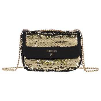 Girls Black & Gold Sequins Bag 