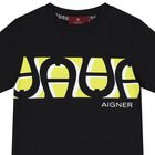 تيشيرت أولاد بالشعار باللون الأسود, 2, hi-res