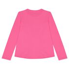 Girls Pink Logo Sequin Long Sleeve Top, 3, hi-res