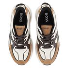 Boys White & Beige Logo Leather Trainers, 1, hi-res