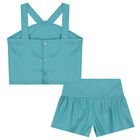 Girls Blue Flower Shorts Set, 1, hi-res