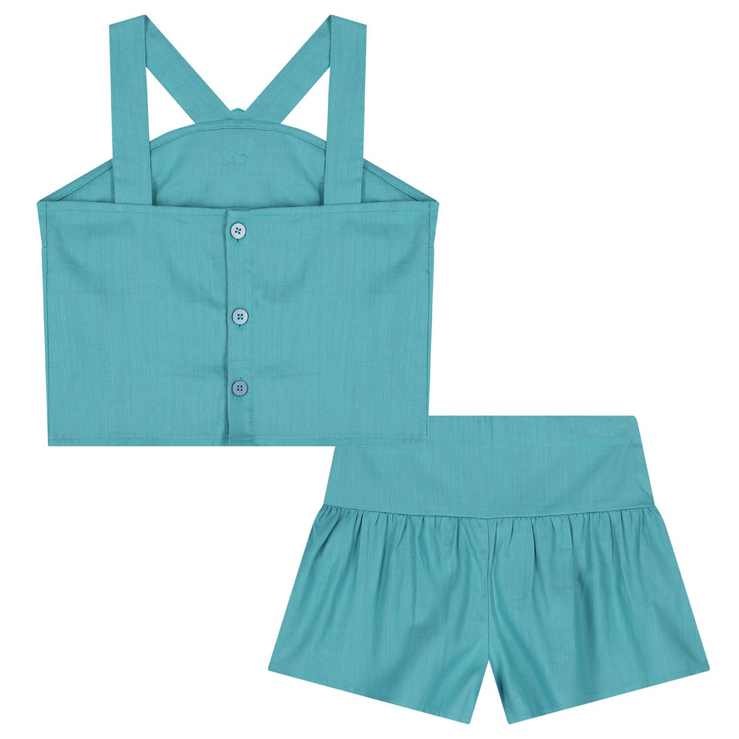 Girls Blue Flower Shorts Set, 1, hi-res