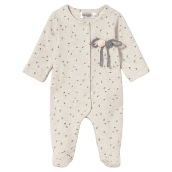 Baby Girls Beige Floral Babygrow