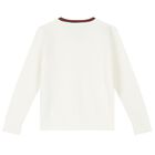 Ivory Cotton Web Striped Sweatshirt, 1, hi-res