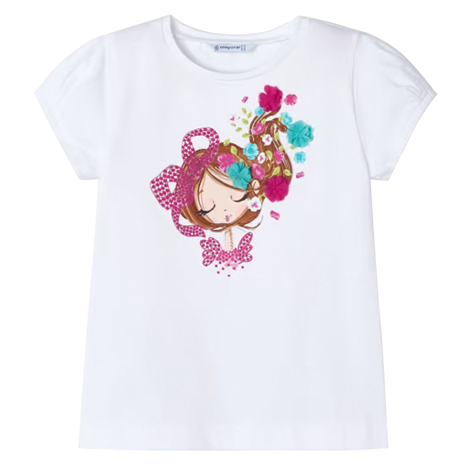 Girls White T-Shirt, 2, hi-res