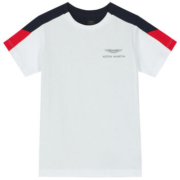 Boys White & Navy Logo T-Shirt