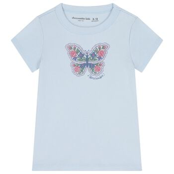 Girls Blue Gliterry Butterfly T-Shirt
