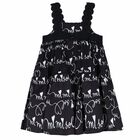 Girls Black & White Logo Dress, 1, hi-res