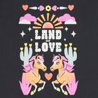 توب بأكمام طويلة على شكل حصان باللون الأسود للبنات, 1, hi-res