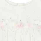 Girls White Cotton Dress Romper, 1, hi-res