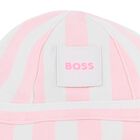 Baby Girls Pink & White Striped Hat, 1, hi-res
