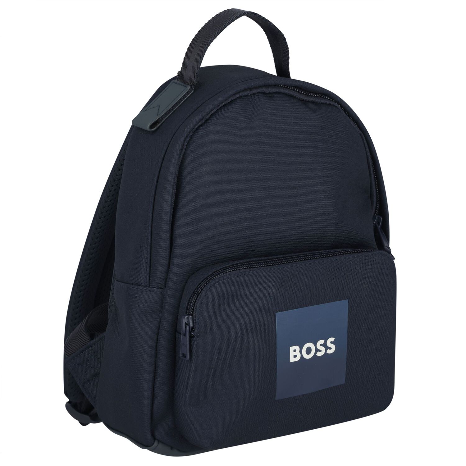 Boys Navy Blue Logo Canvas Backpack, 1, hi-res