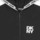 Black Logo Hooded Zip Up Top, 1, hi-res