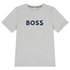 Boys Grey Logo T-Shirt, 4, hi-res