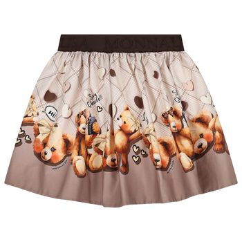 Girls Beige Teddy Bear Skirt