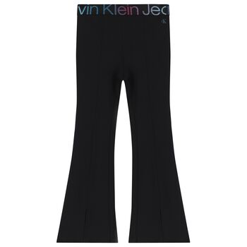 Girls Black Logo Leggings