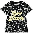 Girls Black Logo Flower T-Shirt, 1, hi-res