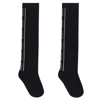 Girls Black & Gold Logo Socks
